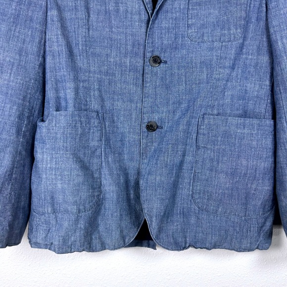H&M Boys Chambray Blue Blazer Two Button Front Pockets Classic Style Youth 13-14 - Picture 6 of 12